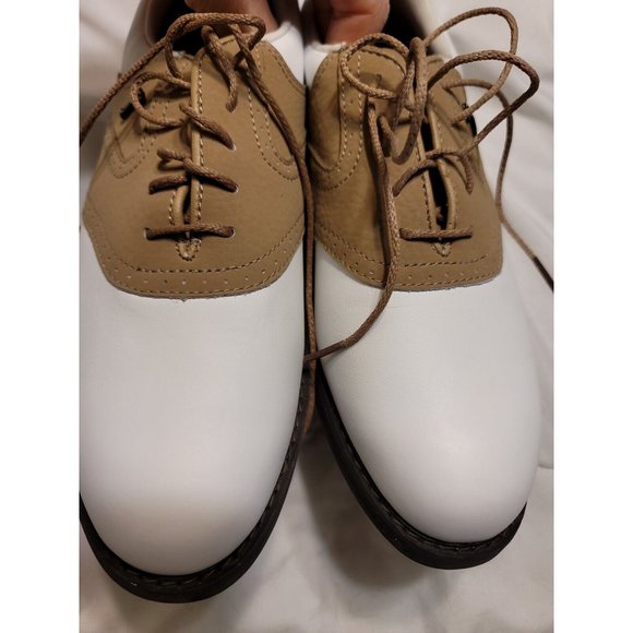 Lady Fairway Leather Tan/White Golf Cleats Shoes Size 7 Outlast temp regulation - Picture 3 of 11